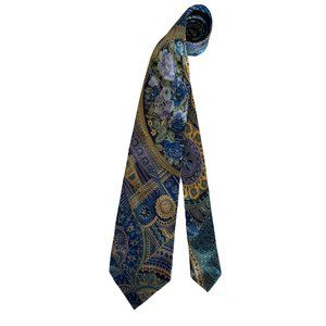 BRIONI BY SANTOSTEFANO Blue Geometric Flowers Silk Tie ITALY 58”/3”.3/4 EX COND